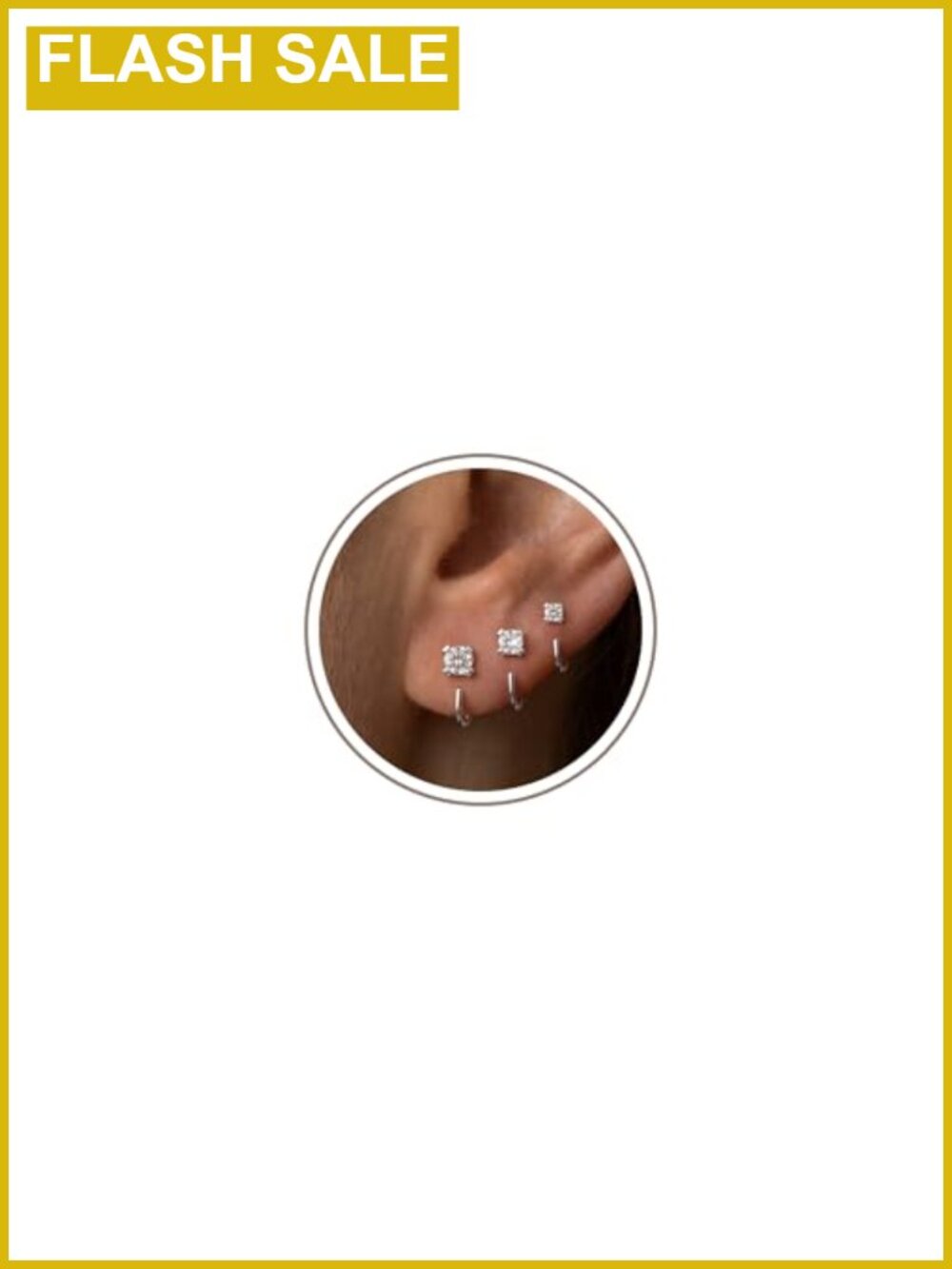 3 Pair Sterling Silver Plated Half Hoop Earrings Set Hypoallergenic CZ